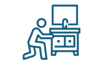 Bathroom vanity installation icon.